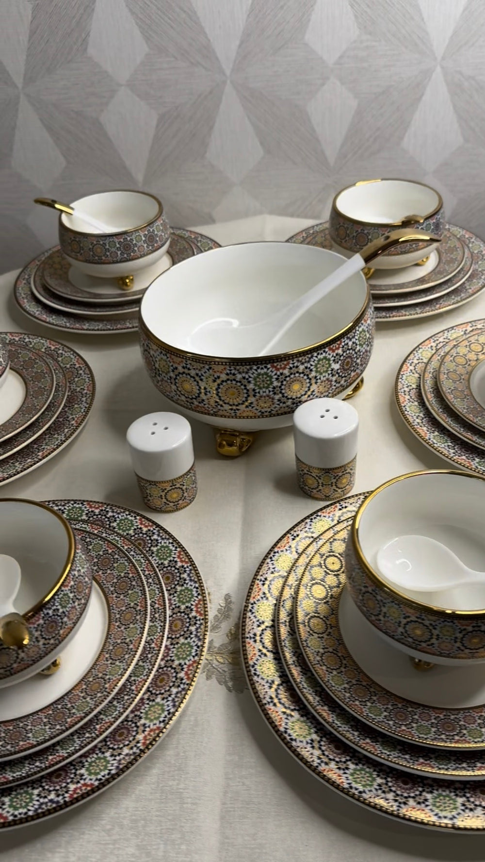 Moroccan zillija set for 6 people - Moroccan Craft