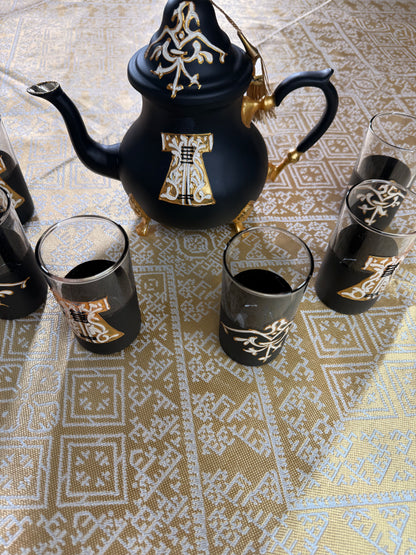 Tea cups (6) and Tea kettle