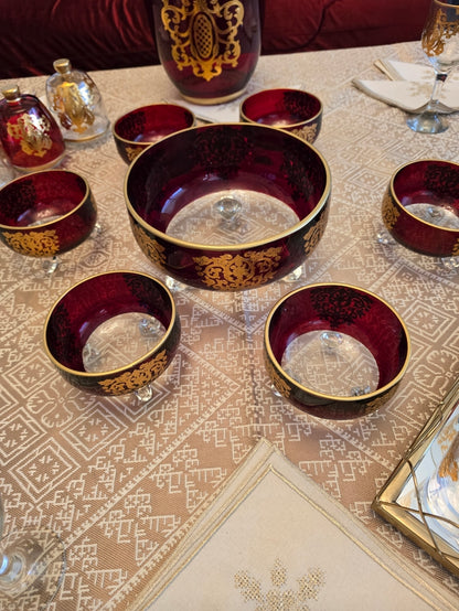 Saladier with six bowls(check for more colors)(Moroccan artisanat)