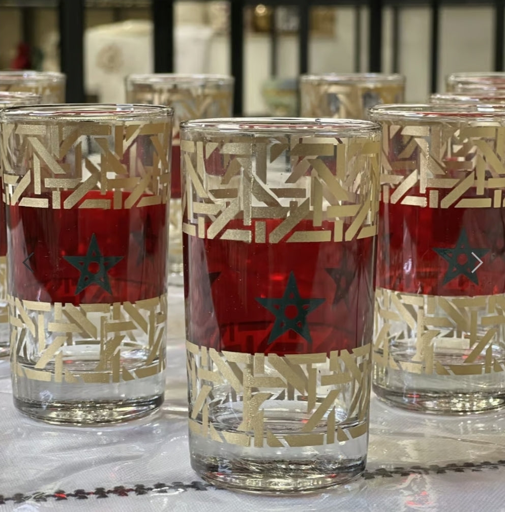 Tea cups with moroccan flag