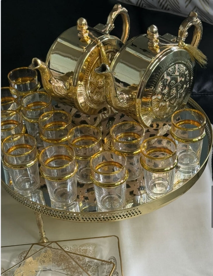 Tea cups with gold ring - Moroccan Craft