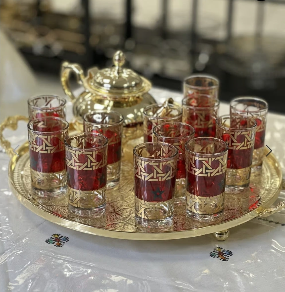 Tea cups with moroccan flag - Moroccan Craft